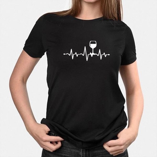 heartbeat fashion black casual women t shirts short sleeve summer streetwear graphic japan and korea trendy design tee, White